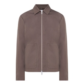 Samsoe & Samsoe Paulo Zip Overshirt in Turkish Coffee, point collar, two-way silver-tone zip, two patch pockets, straight hem