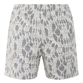 Samsoe & Samsoe Salute Symmetry shorts in abstract lace-effect print, elasticated waistband, relaxed fit, no model.