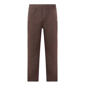 Samsoe & Samsoe Jabari Casual Trousers in Turkish Coffee, slim-leg linen with elasticated waistband and clean hems