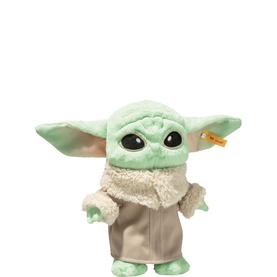 Steiff Bears Star Wars Grogu 25cm plush soft toy, light green character with large ears, cream robe costume, small standing figure
