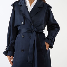 Rickie Maxi Double-Breasted Trench Coat