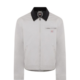 Dickies Casual Jacket in Drizzle, zip-through with contrast black collar, chest zip pocket and small logo badge detail