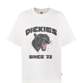 Dickies Egret crew neck T-shirt with black panther graphic and Since '22 slogan print on chest, 100% cotton