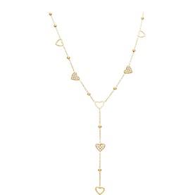 Glimmer Hearts Drop Down Chain Necklace