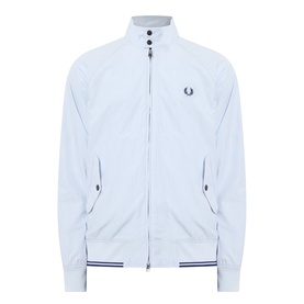 Fred Perry Casual Jacket in Dusky Blue with zip front, ribbed cuffs and hem, stand collar, and embroidered laurel wreath logo