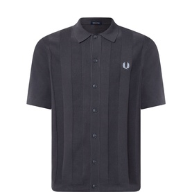 Tonal Striped Knitted Polo Shirt
