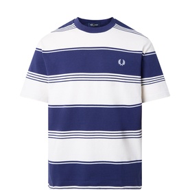 Heavy-Striped Laurel Wreath Logo T-Shirt