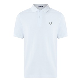 Fred Perry Twin Tipped Polo Shirt in Dusty Blue, short sleeves, two-button placket, Laurel Wreath logo on chest