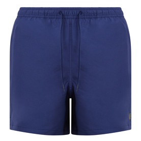 Fred Perry Laurel Logo Swim Shorts in French Navy, elasticated waistband with drawstring, smooth finish, Laurel Wreath logo detail