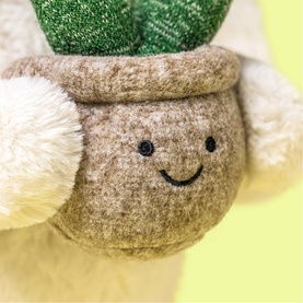 Cream Bunny With Plant 31cm