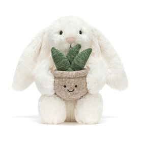 Cream Bunny With Plant 31cm