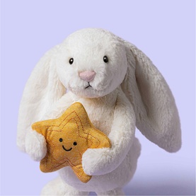 Cream Bunny With Star 31cm
