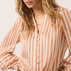 Striped Open Stitch Blouse