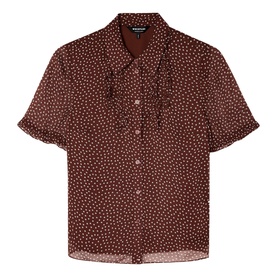 Polka Dot Sheer-Sleeve Shirt