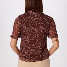 Polka Dot Sheer-Sleeve Shirt