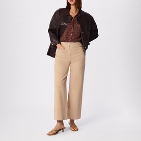 Polka Dot Sheer-Sleeve Shirt