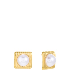Pop of Moonstone Vintage Square Earrings