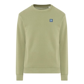 Scotch & Soda Seasonal Essentials Logo Badge Sweatshirt in Oil Green 300, crew neck, ribbed trims, small logo badge on chest