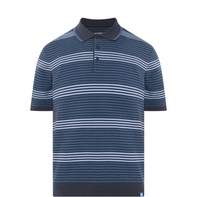 Structured Striped Knit Polo Sweater