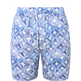 Tile Flower Printed Bermuda Shorts