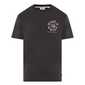 Scotch & Soda Floral Graphic T-Shirt in Meteorite, crew neck, short sleeves, logo graphic on chest, 100% cotton