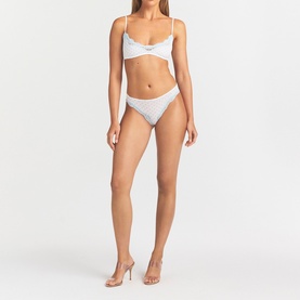 Scoop Bralette Slate Pin Dot Print