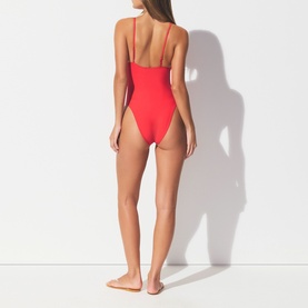 High Neck One-Piece Carmine