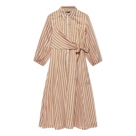 Striped Wrap Tie Shirt Dress