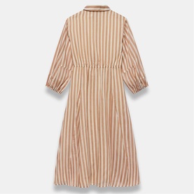 Striped Wrap Tie Shirt Dress
