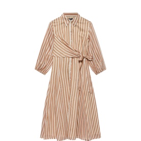 Striped Wrap Tie Shirt Dress