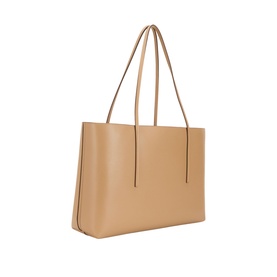 Calvin Klein tannin tote bag in smooth faux leather with twin shoulder straps and structured rectangular silhouette, no visible hardware