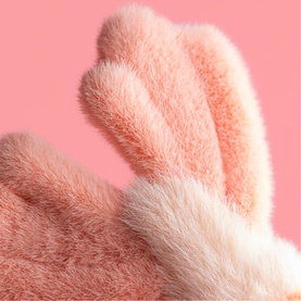 Jellycat plush bunny close-up showing soft pink fluffy ears and cream-tipped fur texture detail