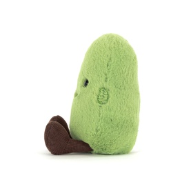 Jellycat green avocado plush soft toy with dark brown base, embroidered face detail, small and rounded