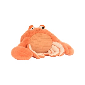 Jellycat orange plush crab soft toy with cream underbelly, chunky claws, and embroidered eyes, medium size