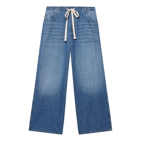 Tie Waist High-Rise Wide Leg Jeans