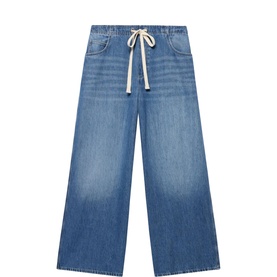 Tie Waist High-Rise Wide Leg Jeans