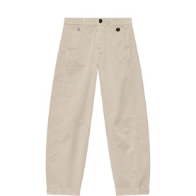 Washed Mid-Rise Barrel Leg Chinos