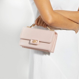 Billed Leather Top Handle Bag