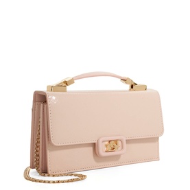 Billed Leather Top Handle Bag