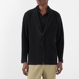 Pleated Single-Breasted Blazer