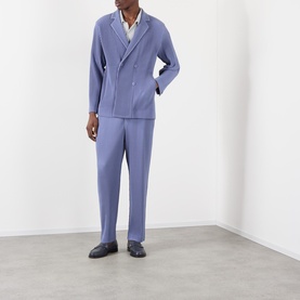 Pleated Double-Breasted Blazer