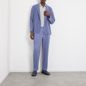 Pleated Double-Breasted Blazer