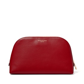 Aspinal of London Cherry Red smooth leather cosmetics case with gold zip and dome-shaped silhouette
