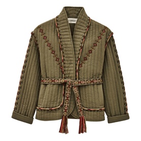 Cocoon Embroidered Belted Jacket