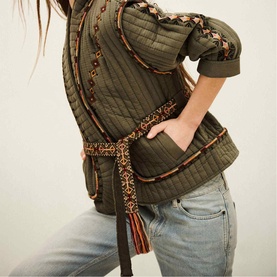 Cocoon Embroidered Belted Jacket