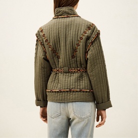 Cocoon Embroidered Belted Jacket