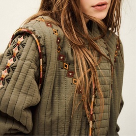 Cocoon Embroidered Belted Jacket