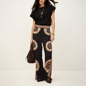 Valla Printed Flared-Leg Trousers