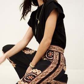 Valla Printed Flared-Leg Trousers