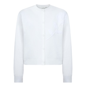 Ted Baker Neslie Applique Rose Cardigan in ivory, crew neckline, long sleeves, textured rose applique detail, fine knit fabric